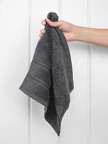 American Soft Linen 100% Cotton Luxury Turkish Towels, 4 PC Washcloth Set | Soft Absorbent Quick Dry OEKO Tex Standard 100 Certificated Durable Machine Washable Premium Hotel Quality - color: Dark Gray, size: 13"x13"