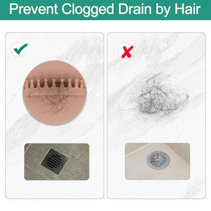 2pcs Shower Hair Catcher Wall, Suction Hair Collector for Shower, Reusable Silicone Grabber Catcher Trap for Drain Bath (Beige) - color: Beige