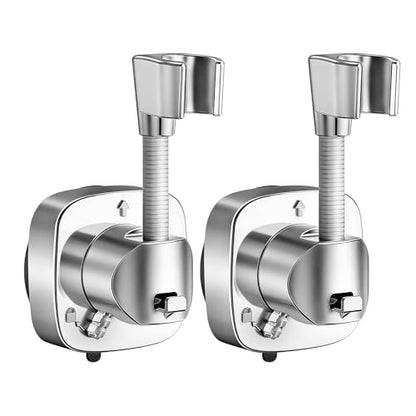 2 Pcs Shower Head Holder Suction Cup, 360° Adjustable Hand Held Shower Head Holder Wall Mount, Removable No Drill Tool Free Installation in Seconds