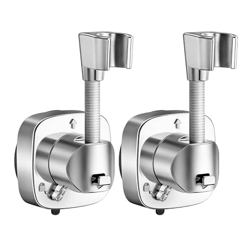 2 Pcs Shower Head Holder Suction Cup, 360° Adjustable Hand Held Shower Head Holder Wall Mount, Removable No Drill Tool Free Installation in Seconds
