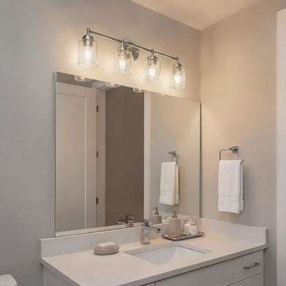 Kichler Winslow 30" Vanity Light in Brushed Nickel, 4-Light Transitional Bathroom Light with Clear Seeded Glass. (30" W x 9.25" H), 45887NI - color: Brushed Nickel, size: 30"