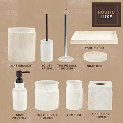 Creative Scents Rustic Luxe Small Bathroom Trash Can 1.53 Gal / 5.8L - Oval Bathroom Garbage Can Bin for Modern Farmhouse Decor - Small Waste Basket for Bathroom and Bedroom - style: Trash Can