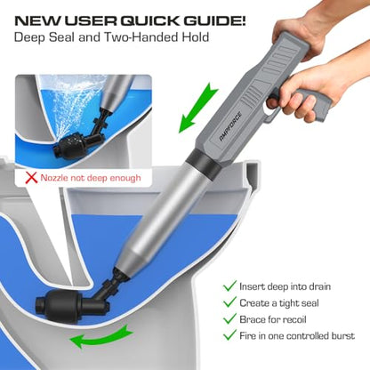 Electric Toilet Plunger, Heavy-Duty Clog Remover, Dark Gray | High-pressure air plunger for bathrooms. Powerful toilet drain unclogger. - color: Dark Gray