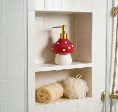 RQYIXI 17 Oz Mushroom Ceramic Soap Dispenser with ABS Pump,Refillable Liquid Bathroom soap Dispenser for Lotion,Body Wash,Cute Kitchen Soap Dispenser for Dish Soap,Hand Soap - color: Mushroom
