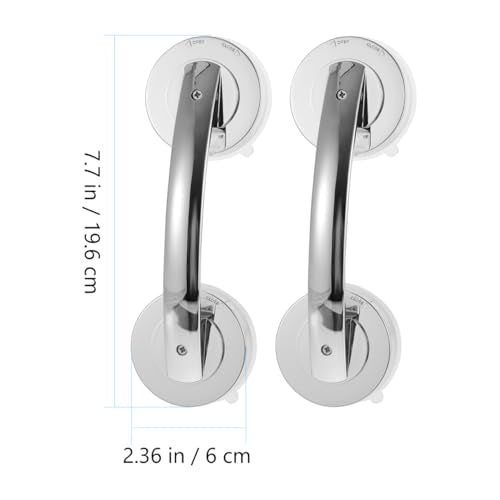 Suction Shower Door Handle Silver Shower Grab Bar for Glass Doors Portable Bathroom Safety Support for Elderly Easy Install on Smooth Surfaces 7.71 X 2.55 X 1.96 in