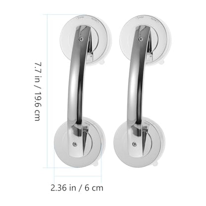 Suction Shower Door Handle Silver Shower Grab Bar for Glass Doors Portable Bathroom Safety Support for Elderly Easy Install on Smooth Surfaces 7.71 X 2.55 X 1.96 in