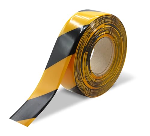 Ultra Line Durable Chevron/Hazard Floor Marking Tape for Safety, Caution, Warning, Flooring, Heavy-Duty, Peel and Stick, Adhesive, Industrial Quality, Black and Yellow, 2" by 100' Roll - color: Black and Yellow, size: 2" by 100' Roll