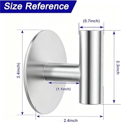 2 Pack Waterproof Adhesive Tissue Wall Hooks, Sticky Mount Hooks for Towel, Robe, Clothes-Silvery - color: Silvery