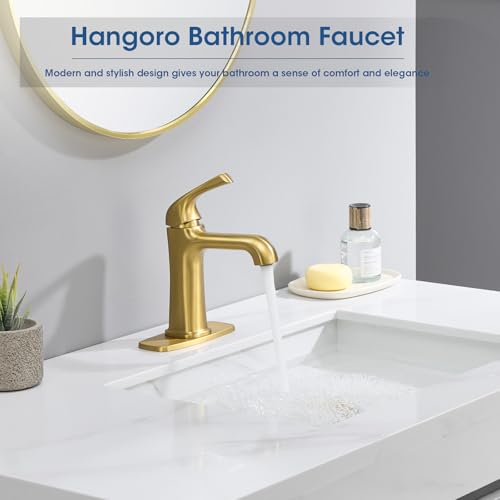 Single Hole Bathroom Faucet,‎Bathroom Sink Faucet,Brushed Gold Bathroom Faucet 1 Hole,with Pop Up Drain and cUPC Supply Lines for Vanity,Lavatory RV Farmhouse (HG-8901-BG) - color: A-Brushed Gold