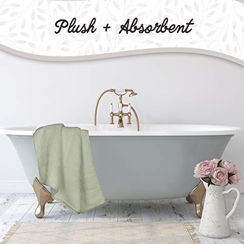 Luxury 8 Piece Cotton Towel Set - Soft Absorbent Bath Towels, Hand Towels & Washcloths for Bathroom - Plush Hotel Quality 100% Cotton, Extra Large Bath Towels (Green)