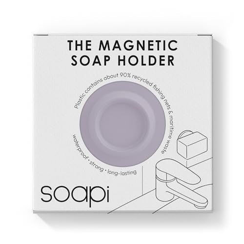 Magnetic Soap Holder – No-Drill Installation – Space-Saving Wall Soap Dish – Wall Mounted, Eco-Friendly Bar Soap Holder – Recycled Ocean Plastic – Stick Anywhere - Soapi (Lavender) - color: Lavender