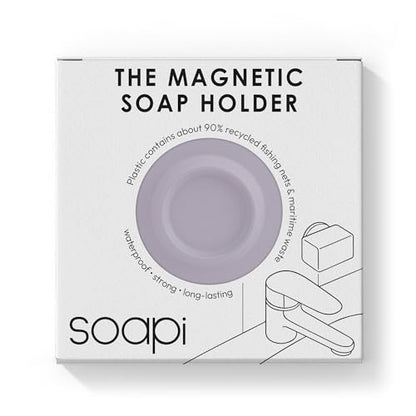 Magnetic Soap Holder – No-Drill Installation – Space-Saving Wall Soap Dish – Wall Mounted, Eco-Friendly Bar Soap Holder – Recycled Ocean Plastic – Stick Anywhere - Soapi (Lavender) - color: Lavender