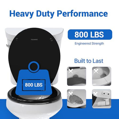Pro Elite Heavy-Duty Wood Toilet Seat, Round, Black | Magnetic Quick-Release Easy-Clean and Change, HushMotion Soft Close, StainShield High-Gloss Finish, Arch-Tite Secure Fit - color: Black, size: Round