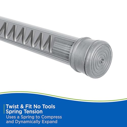 Kenney KN609L/13 Twist & Fit No Tools Spring Tension Standard Shower Curtain Rod with Non-Slip, Non-Scratch Ends, 42-72" Adjustable Length, Easy Install, Silver, 1" Diameter Rust Resistant Steel Tube - color: Silver