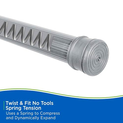 Kenney KN609L/13 Twist & Fit No Tools Spring Tension Standard Shower Curtain Rod with Non-Slip, Non-Scratch Ends, 42-72" Adjustable Length, Easy Install, Silver, 1" Diameter Rust Resistant Steel Tube - color: Silver