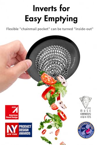 Kitchen Sink Drain Strainer,Patented Reversible Chain Mesh Basket,Black | Kitchen Sink Accessories,Easy Clean,Fast Drainage,304 Stainless Steel Rust-Proof,4.4" Large Capacity Food Catcher,Anti-Clog - color: Dark Strainer
