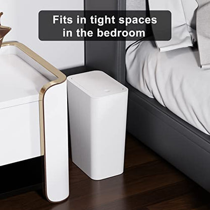N. NETDOT Bathroom Trash Can with Lid 3 Pack Set,2 Packs 4Gal Slim Kitchen Trash Can and 1 Pack 2.6Gal Garbage Can,Small Trash Bin/Waste Basket for Bedroom,Office(Off White) - color: Off White, size: 2 X 4 Gal & 1 X 2.6 Gal