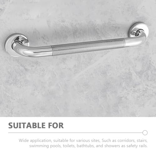 Veemoon Stainless Steel 40cm Non-Slip Grab Bar for Bathtub and Shower, Knurled Safety Handrail with Peened Texture, Bathroom Support Rail for Elderly and Disabled Users