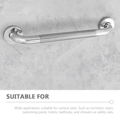 Veemoon Stainless Steel 40cm Non-Slip Grab Bar for Bathtub and Shower, Knurled Safety Handrail with Peened Texture, Bathroom Support Rail for Elderly and Disabled Users