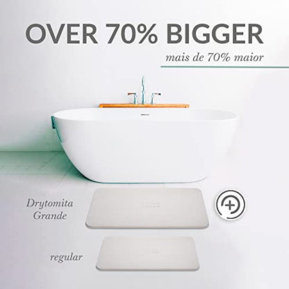 Momo Lifestyle Large Stone Bath Mat Drytomita – Quick Drying Diatomaceous Earth, Ultra Absorbent (Linen Grey, Grande 32" X 20") - size: 1'8" x 2'8" (Rectangular)