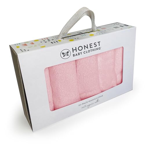 HonestBaby 10-Pack Terry Wash Cloths in Gift Box for Infant Baby Boys, Girls, 10-Pack Light Pink, One Size - color: 10-pack Light Pink, size: One Size