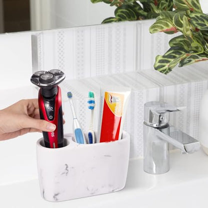 Toothbrush Holder for Bathrooms Toothpaste Holder Stand Bathroom Organizer for Toothbrush Makeup Brushes Holder - color: Marble3