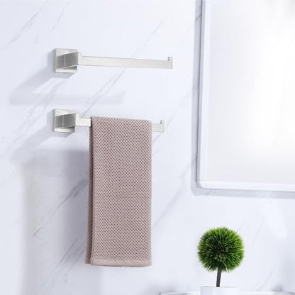 LANC Bathroom Hand Towel Holder Brushed Nickel Hand Towel Bar 10 Inche Right Side Square Towel Ring for Kitchen Bathroom Wall Mount Stainless Steel Modern Towel Racks Hanger, A8806BN - color: Brushed Nickel, size: 1 Pack(Right Hand)