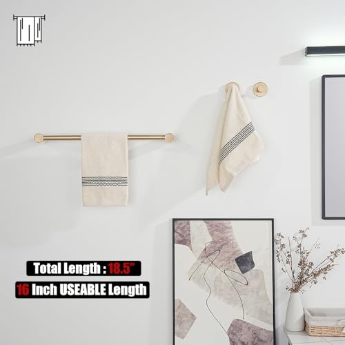 JQK Towel Bar Champagne Bronze, 18.5 Inch 304 Stainless Steel Thicken 0.8mm 2 Pieces Towel Rack Bathroom Wall Mount, Useable Length 16 Inch, TB610L16-CB - color: Champagne Bronze, size: 16.5 Inch