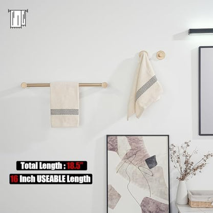 JQK Towel Bar Champagne Bronze, 18.5 Inch 304 Stainless Steel Thicken 0.8mm 2 Pieces Towel Rack Bathroom Wall Mount, Useable Length 16 Inch, TB610L16-CB - color: Champagne Bronze, size: 16.5 Inch