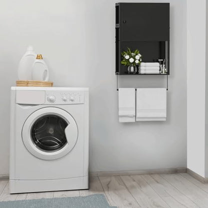 ETELI Small Bathroom Wall Cabinet Bathroom Storage Cabinet Wall Mounted with Door 3 Tier Medicine Cabinet Hanging Bathroom Storage Shelf Over Toilet with Towel Bar for Small Space Bathroom, Black