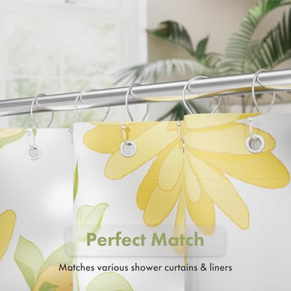 AmazerBath Silver Shower Curtain Hooks, Shower Curtain Rings, Simple Double Shower Curtain Hooks Rust Proof, Metal Smooth Glide Shower Hooks for Shower Curtain Rod, 12 Pcs Shower Rod Hooks - color: Space Silver, style: Minimalist - Double Shower Hooks