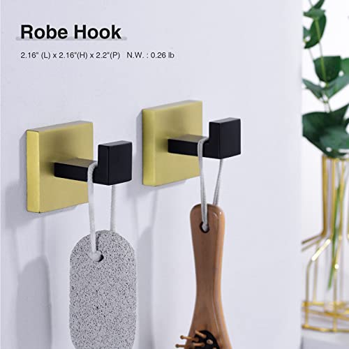TRUSTMI 5-Piece Bathroom Hardware Set Wall Mount, Black/Gold | SUS304 stainless steel, laser-welded seamless, 23.6" bar, 10.6" ring, 6.3" holder, 2 hooks, hardware included - color: Brushed Gold & Black