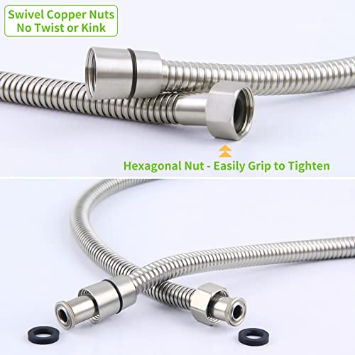 Angle Simple Brushed Nickel Flexible Shower Hose 59 Inches, 1/2" IPS | Stainless Steel Replacement Handheld Shower Head Hose, No Tangles - color: Brushed Steel, size: 59 Inch