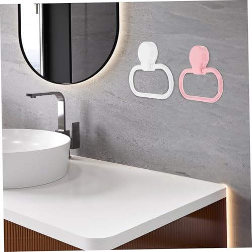 2Pcs Self Adhesive Towel Ring Elegant Plastic Hand Towel Holders for Kitchen and Bathroom No Drill Installation Space Saving Design Versatile Towel Hanger for Easy Use