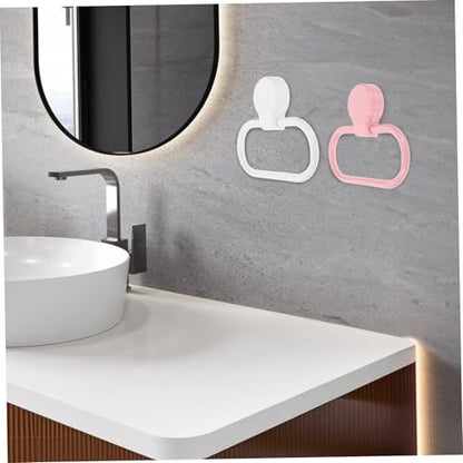 2Pcs Self Adhesive Towel Ring Elegant Plastic Hand Towel Holders for Kitchen and Bathroom No Drill Installation Space Saving Design Versatile Towel Hanger for Easy Use