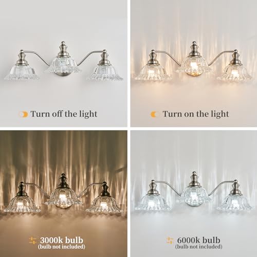XIEDUN Brushed Nickel Bathroom Vanity Light Fixture 3 Light Vanity Lights for Bathroom Vanity Light Fixtures - color: Brushed Nickel, size: 3 Light