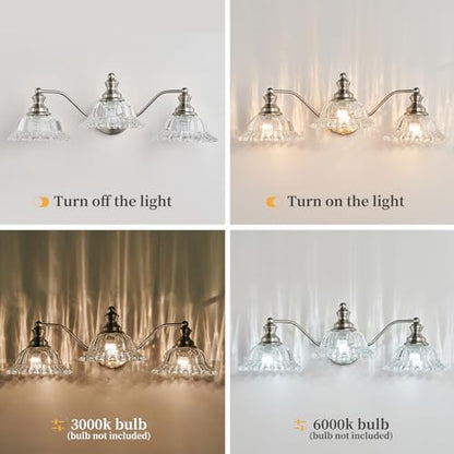 XIEDUN Brushed Nickel Bathroom Vanity Light Fixture 3 Light Vanity Lights for Bathroom Vanity Light Fixtures - color: Brushed Nickel, size: 3 Light