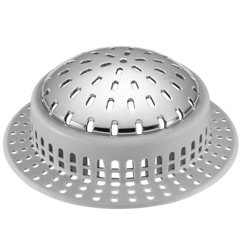 Aluvor Bathtub Drain Hair Catcher Shower Drain Cover Sink Drain Protector | Bathroom Sink & Bathtub Drain Strainer for Pop-Up & Regular Drains, grey - size: Large-Grey
