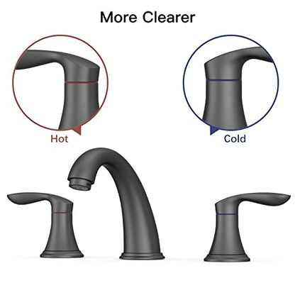 Bathroom Sink Faucet, Faucet for Bathroom Sink, Widespread Matte Black Bathroom Faucet 3 Hole with Plastic Pop Up Drain and cUPC Lead-Free Hose - (Matte Black) - color: Matte Black, size: 8 inch 1 pack