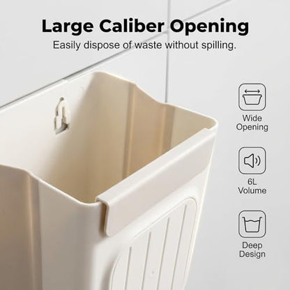 Foldable Hanging Trash Can, 6/11 L Kitchen Compost Bin for Under Sink, Plastic Wall-Mounted Garbage Can for Household, Office and Outdoors (Medium-6L) - color: Medium-6L