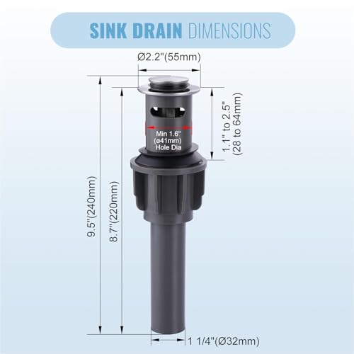 Bathroom Sink Drain with Overflow Vessel Sink Stopper,Pop Up Drain for Bathroom Sink Pop Up Drain Stopper for Hair Catcher,Brushed Nickel - color: Brushed Nickel, style: With Overflow