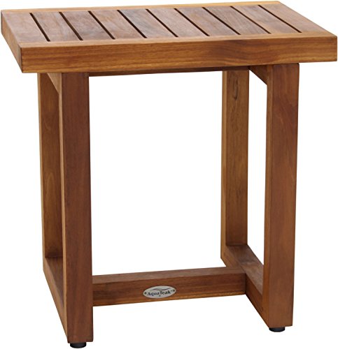 AquaTeak The Original 18" Spa Teak Shower Bench | Durable, Water-Resistant Teak, Shower Chair & Shaving Foot Rest, Indoor/Outdoor Use - size: A. Bench
