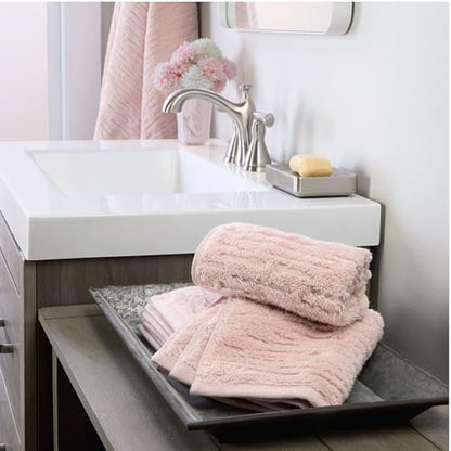 SKL Home CloudSoft 100% Cotton Luxury 2-Piece Hand Towel Set, 600 GSM, Ultra Plush & Absorbent, Blush Pink - color: Blush Pink, style: Hand Towels (Set of 2)