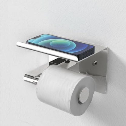 GLNLQ Chrome Toilet Paper Holder Wall Mount, Self Adhesive or Screw-in | Adhesive or Screw-in, Waterproof and Rustproof Stainless Steel, Wall Mount Design, Modern Stylish Design, for Bathroom, RV - color: C-chrome