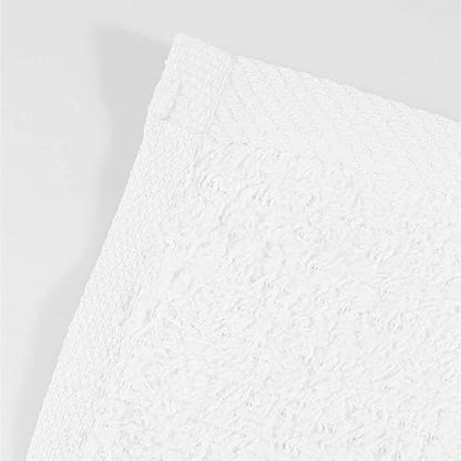 TBF 12pcs Fingertip Hand Towels, Affordable 100% Cotton Washcloths (11x18) (White, Hemmed)
