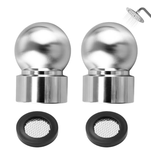 2pcs 1/2 Inch Shower Arms Ball Adapters with Gasket Washer Filters, Adjustable Pivot Ball to Adjust Showerhead Angle for Standard Swivel Heads