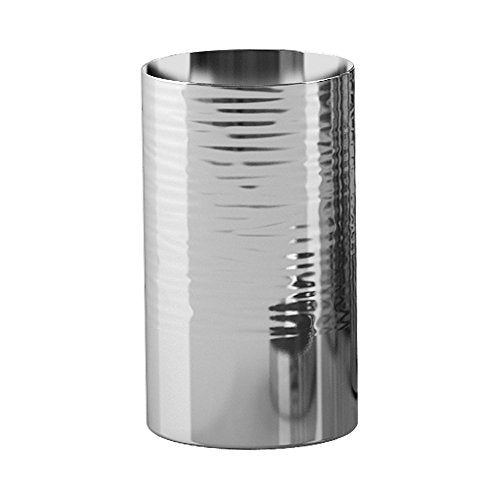 nu steel Metropolitan Metal Cup for Bathroom Vanity Countertops for Rinsing,Drinking, Storing Dental Accessories and Organizing Makeup Brushes,Eye Liners-Shiny/Hammered