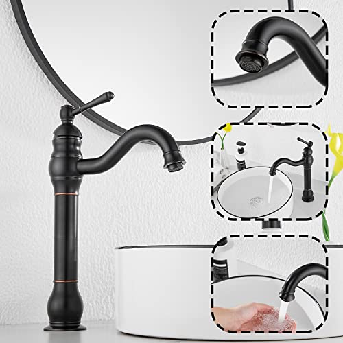 360° Swivel Single Handle One Hole Bathroom Vessel Sink Faucet Matching Pop Up Drain Without Overflow Oil Rubbed Bronze - color: Oil Rubbed Bronze, size: Vessel