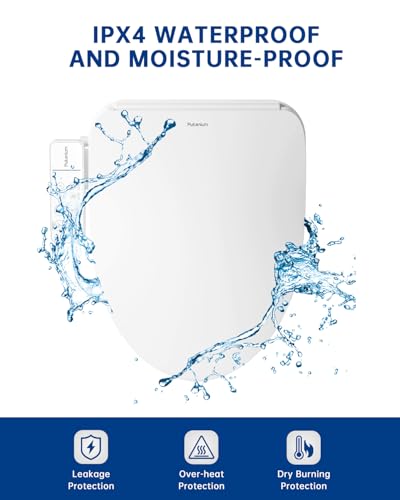 Heated Smart Toilet Seat with Feminine Wash & Dryer, Elongated Bidet with Adjustable Water Temperature, Pressure & Nozzle Position