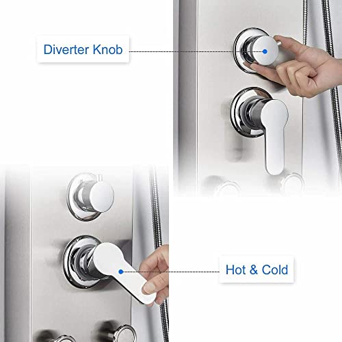 Rainfall and Waterfall Shower Panel Tower with Massage Body Jets Mixer